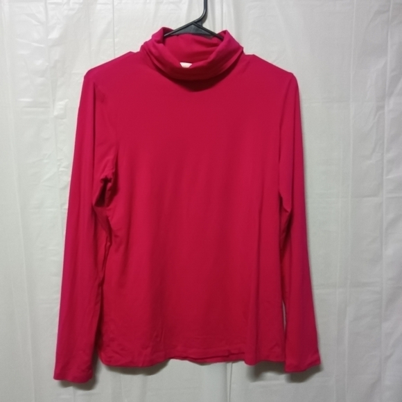 Coldwater Creek Soft Raspberry Turtleneck Supima Cotton - Picture 1 of 5